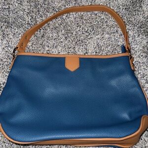 Blue and Tan Women's Bag